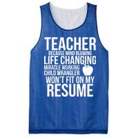 Teacher Because Life Changing Miracle Working Child Wrangler Resume Mesh Reversible Basketball Jersey Tank