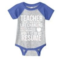 Teacher Because Life Changing Miracle Working Child Wrangler Resume Infant Baby Jersey Bodysuit