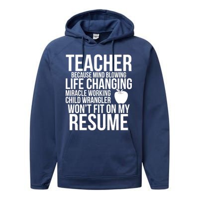 Teacher Because Life Changing Miracle Working Child Wrangler Resume Performance Fleece Hoodie