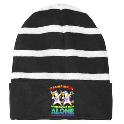 Teacher Besties Striped Beanie with Solid Band