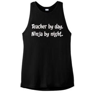 Teacher By Day Ninja By Night Ladies PosiCharge Tri-Blend Wicking Tank