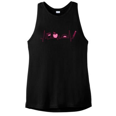 Teacher Heartbeat Ladies PosiCharge Tri-Blend Wicking Tank