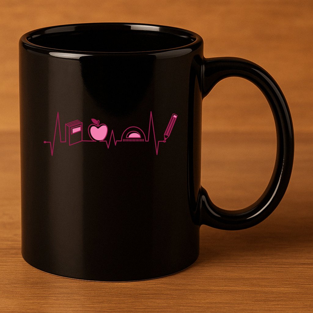 Teacher Heartbeat 11oz C Handle Ceramic Mug