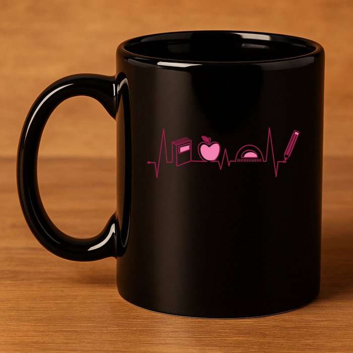 Teacher Heartbeat 11oz C Handle Ceramic Mug