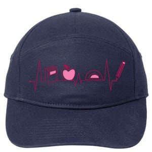 Teacher Heartbeat 7-Panel Snapback Hat