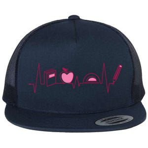 Teacher Heartbeat Flat Bill Trucker Hat