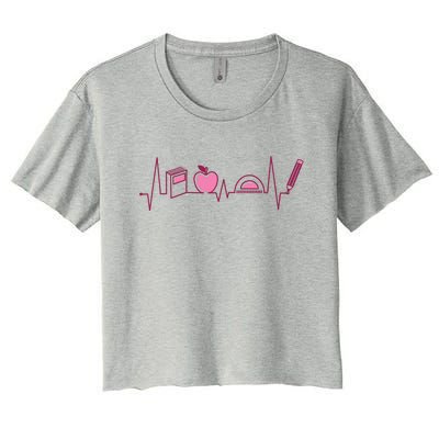 Teacher Heartbeat Women's Crop Top Tee