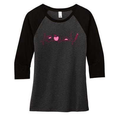 Teacher Heartbeat Women's Tri-Blend 3/4-Sleeve Raglan Shirt