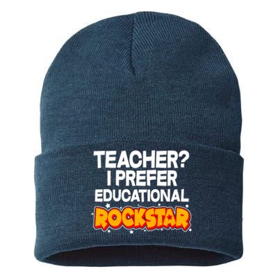 Teacher? I Prefer Educational Rockstar Sustainable Knit Beanie