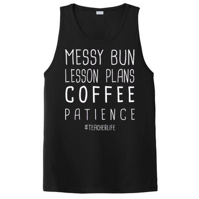 Teacher Life Messy Bun Lesson Plans Coffee Patience PosiCharge Competitor Tank