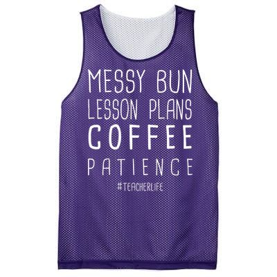 Teacher Life Messy Bun Lesson Plans Coffee Patience Mesh Reversible Basketball Jersey Tank