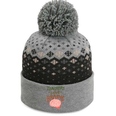 Teacher Loves Brains The Baniff Cuffed Pom Beanie