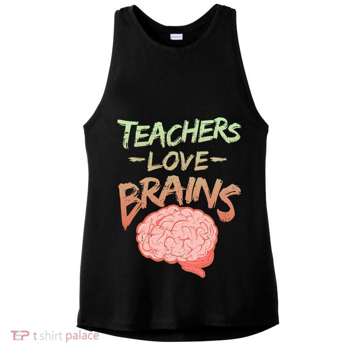 Teacher Loves Brains Ladies PosiCharge Tri-Blend Wicking Tank