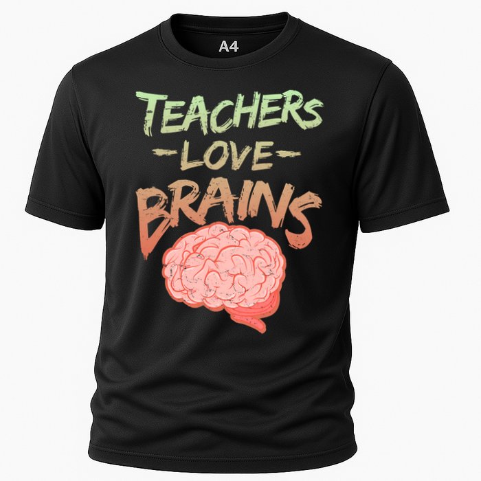 Teacher Loves Brains Cooling Performance Crew T-Shirt