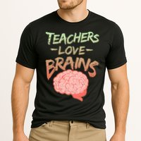 Teacher Loves Brains Cooling Performance Crew T-Shirt