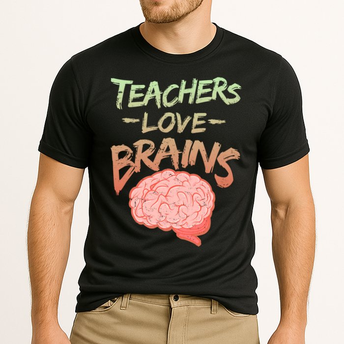 Teacher Loves Brains Cooling Performance Crew T-Shirt