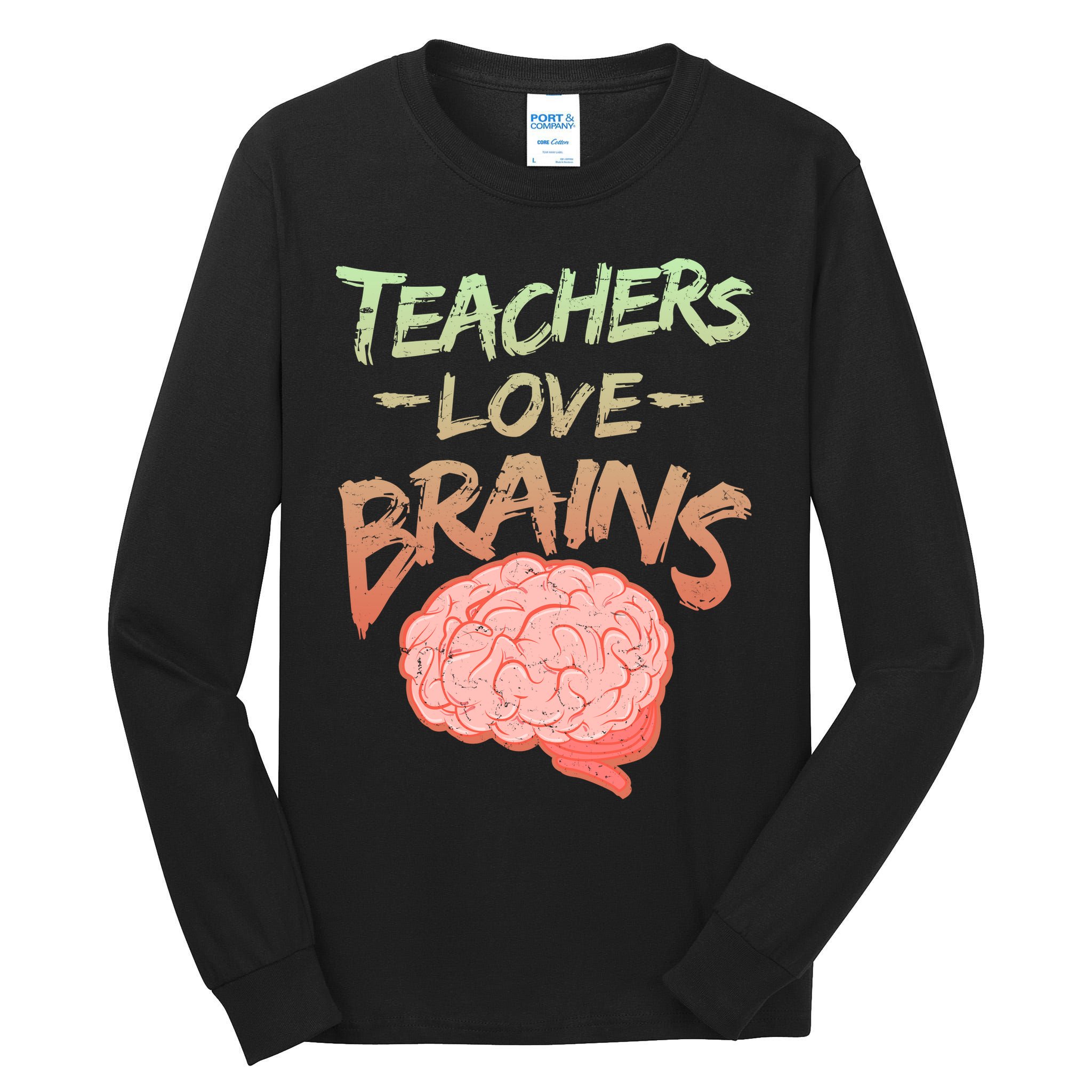 Teacher Loves Brains Tall Long Sleeve T-Shirt