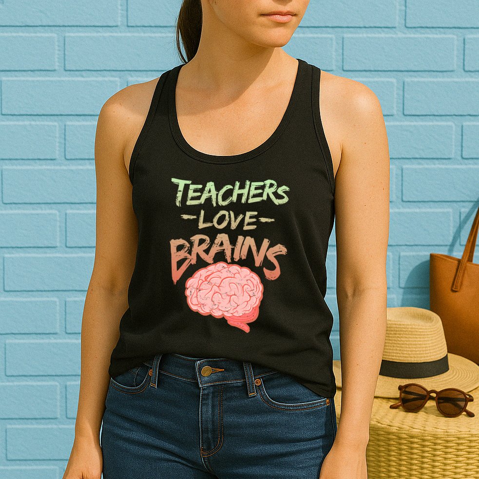 Teacher Loves Brains Womens Tank Top