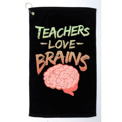 Teacher Loves Brains Golf Towel