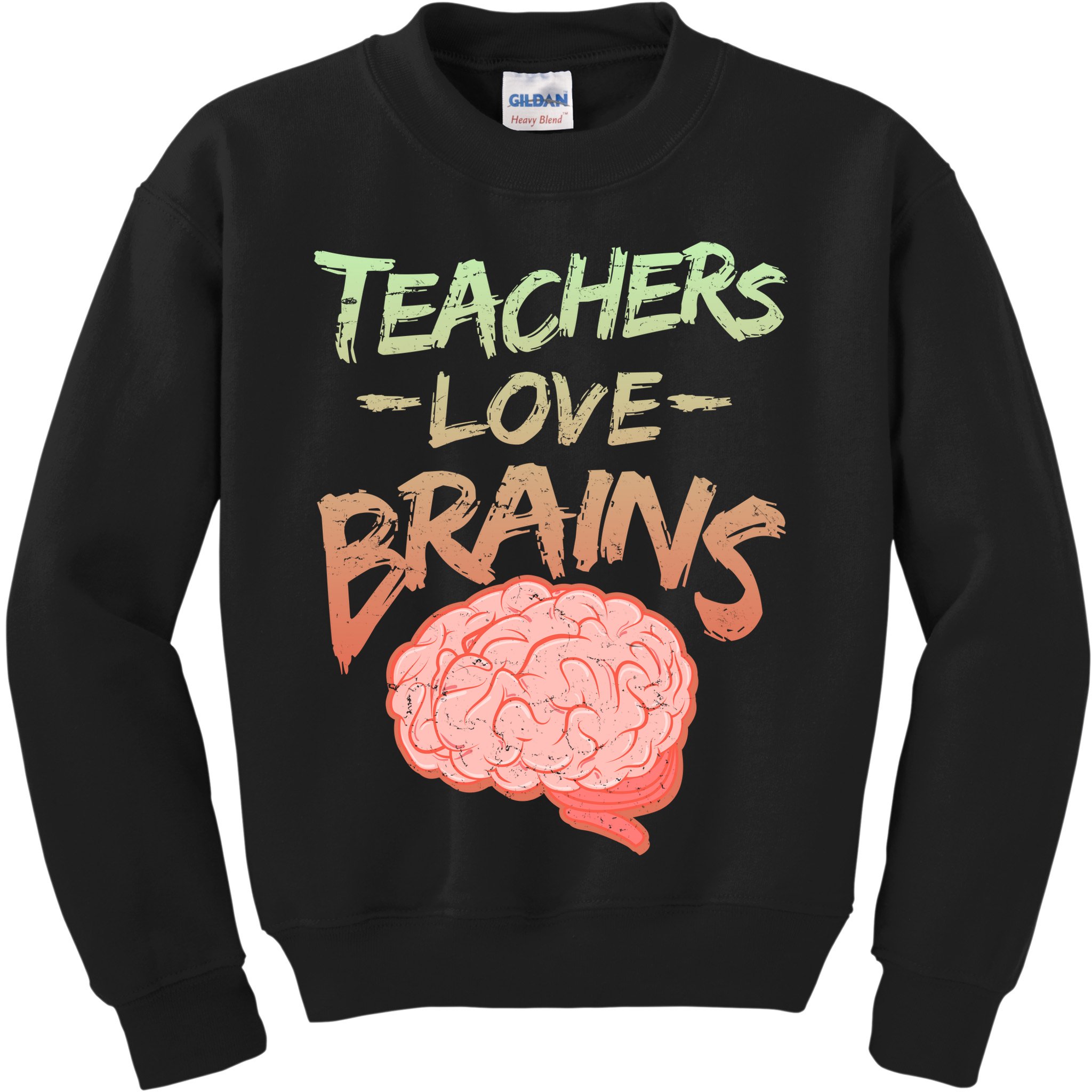 Teacher Loves Brains Kids Sweatshirt