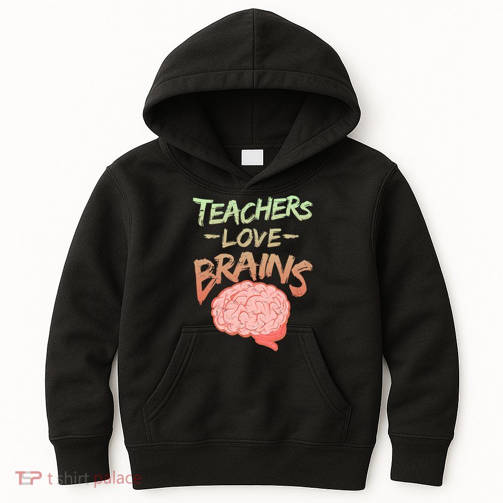 Teacher Loves Brains Kids Hoodie