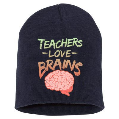 Teacher Loves Brains Short Acrylic Beanie