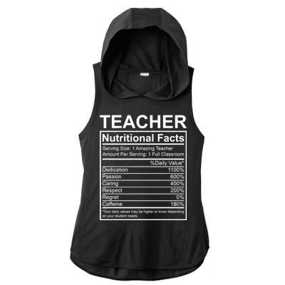 Teacher Nutritional Facts Ladies PosiCharge Tri-Blend Wicking Draft Hoodie Tank