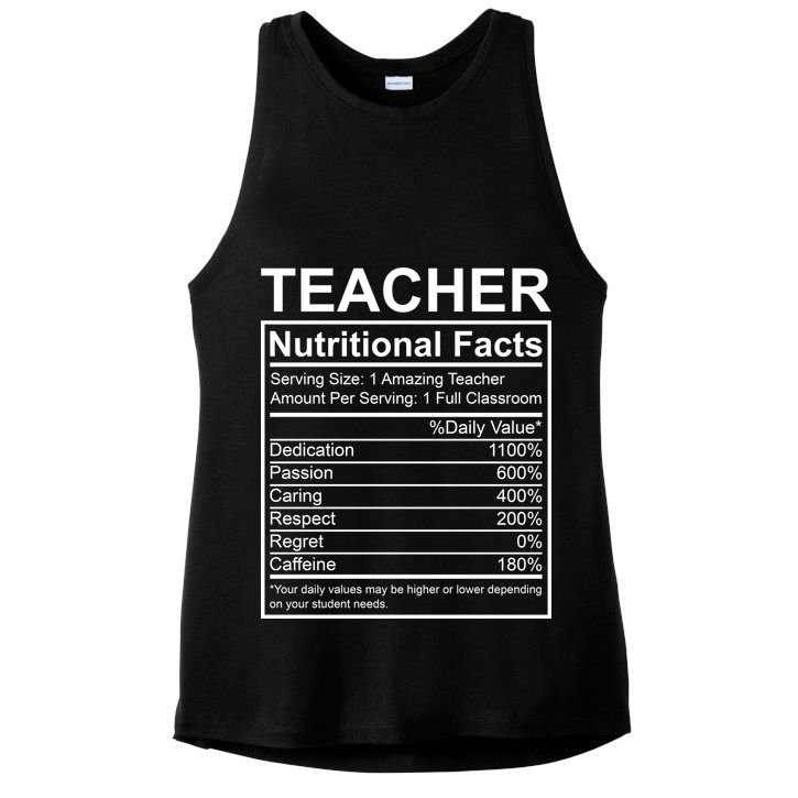 Teacher Nutritional Facts Ladies PosiCharge Tri-Blend Wicking Tank