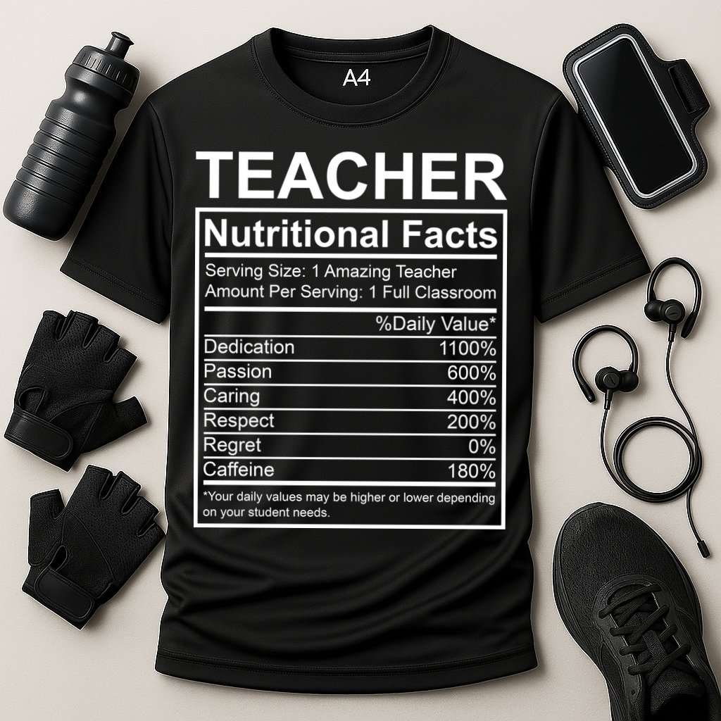 Teacher Nutritional Facts Cooling Performance Crew T-Shirt