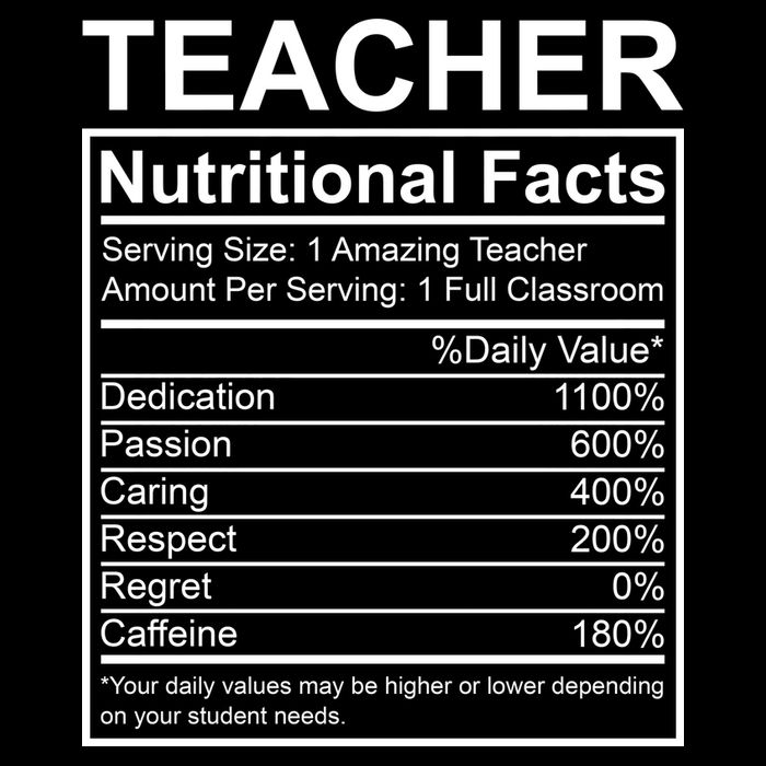 Teacher Nutritional Facts Cooling Performance Crew T-Shirt