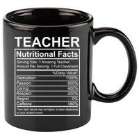 Teacher Nutritional Facts 11oz C Handle Ceramic Mug