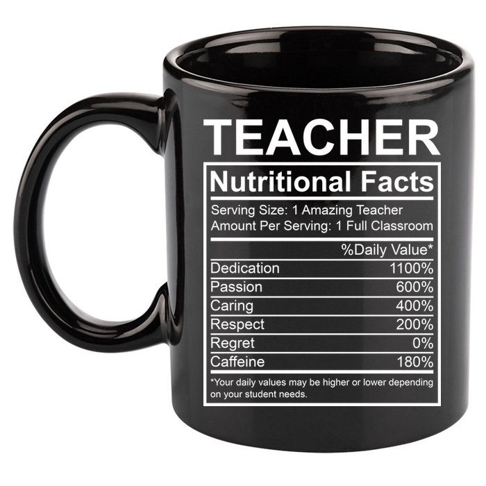 Teacher Nutritional Facts 11oz C Handle Ceramic Mug