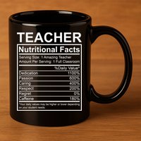 Teacher Nutritional Facts 11oz C Handle Ceramic Mug