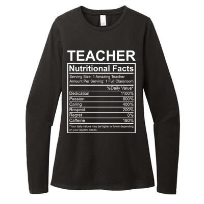 Teacher Nutritional Facts Womens CVC Long Sleeve Shirt