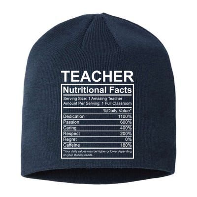 Teacher Nutritional Facts Sustainable Beanie