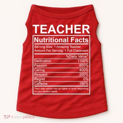 Teacher Nutritional Facts Doggie Tank