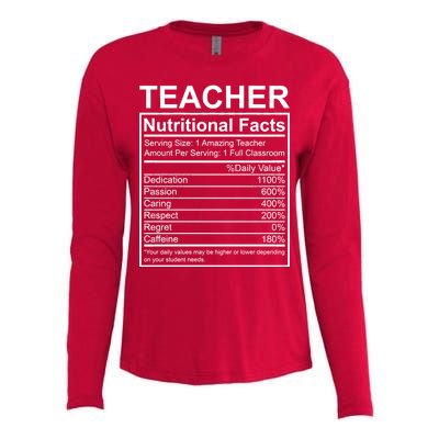 Teacher Nutritional Facts Womens Cotton Relaxed Long Sleeve T-Shirt