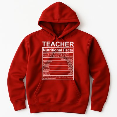 Teacher Nutritional Facts Hoodie