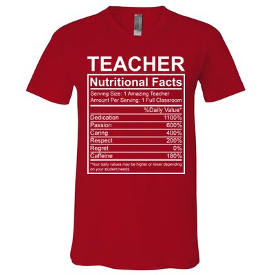 Teacher Nutritional Facts V-Neck T-Shirt