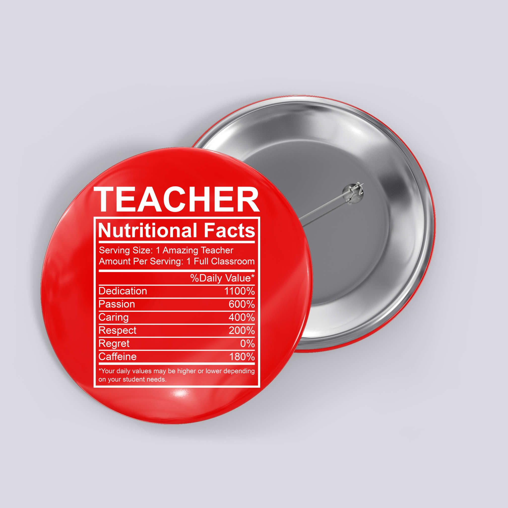 Teacher Nutritional Facts Button