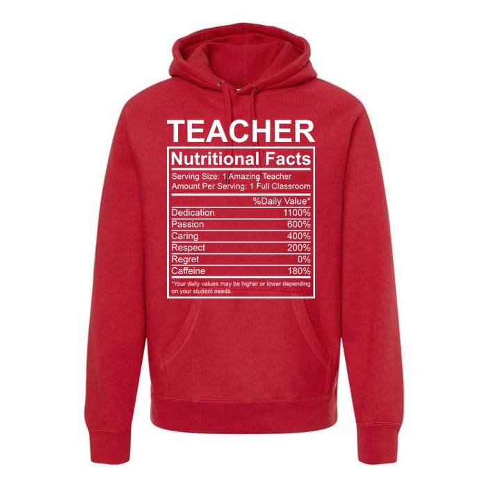 Teacher Nutritional Facts Premium Hoodie