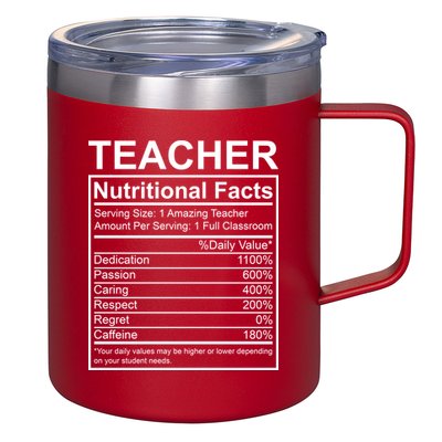 Teacher Nutritional Facts 12oz Stainless Steel Coffee Mug