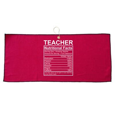 Teacher Nutritional Facts Large Microfiber Waffle Golf Towel