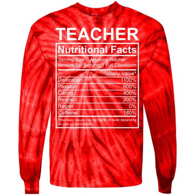 Teacher Nutritional Facts Tie-Dye Long Sleeve Shirt