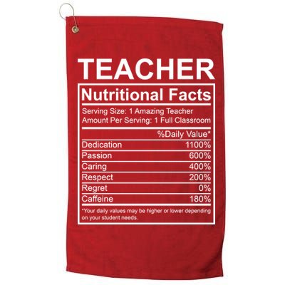 Teacher Nutritional Facts Golf Towel