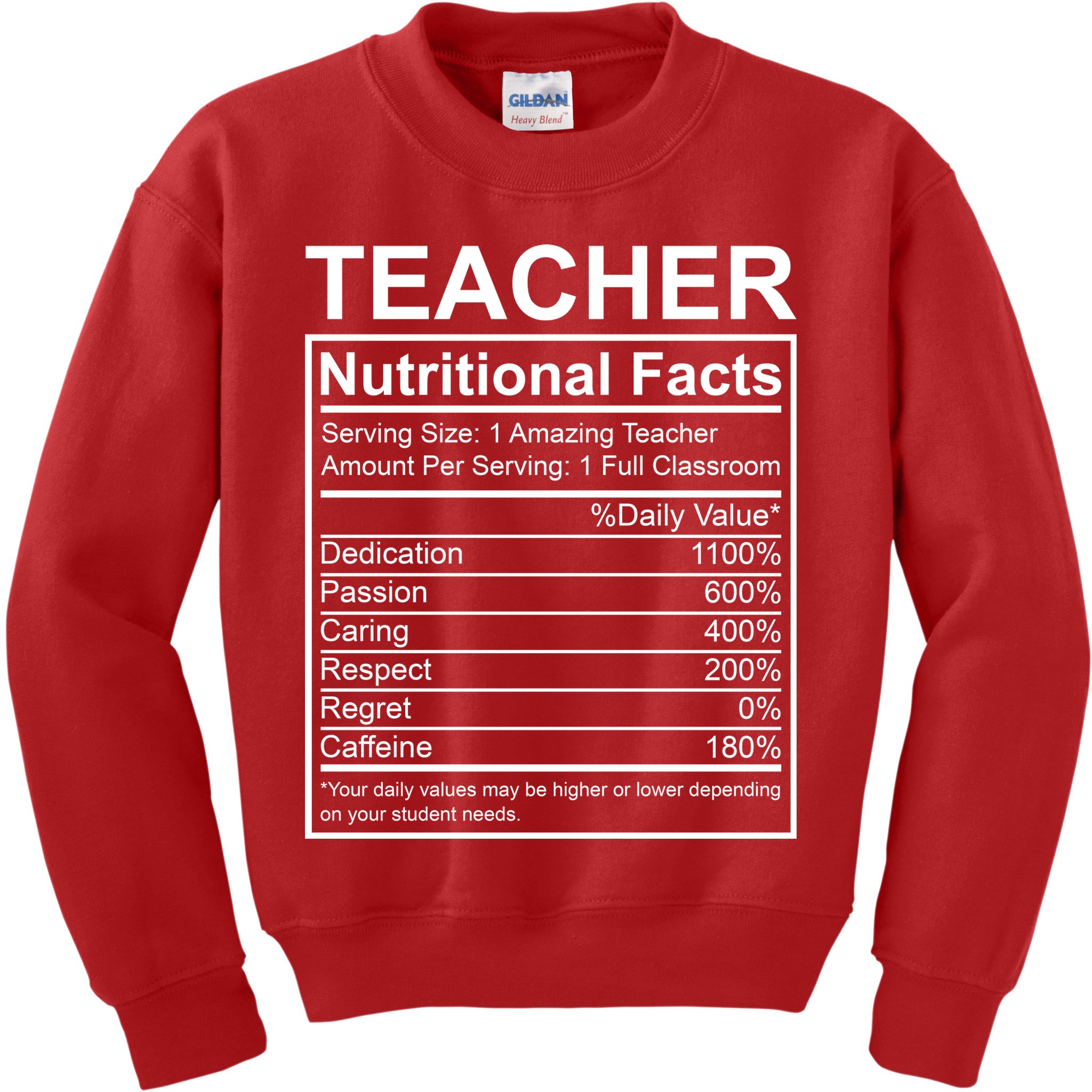 Teacher Nutritional Facts Kids Sweatshirt