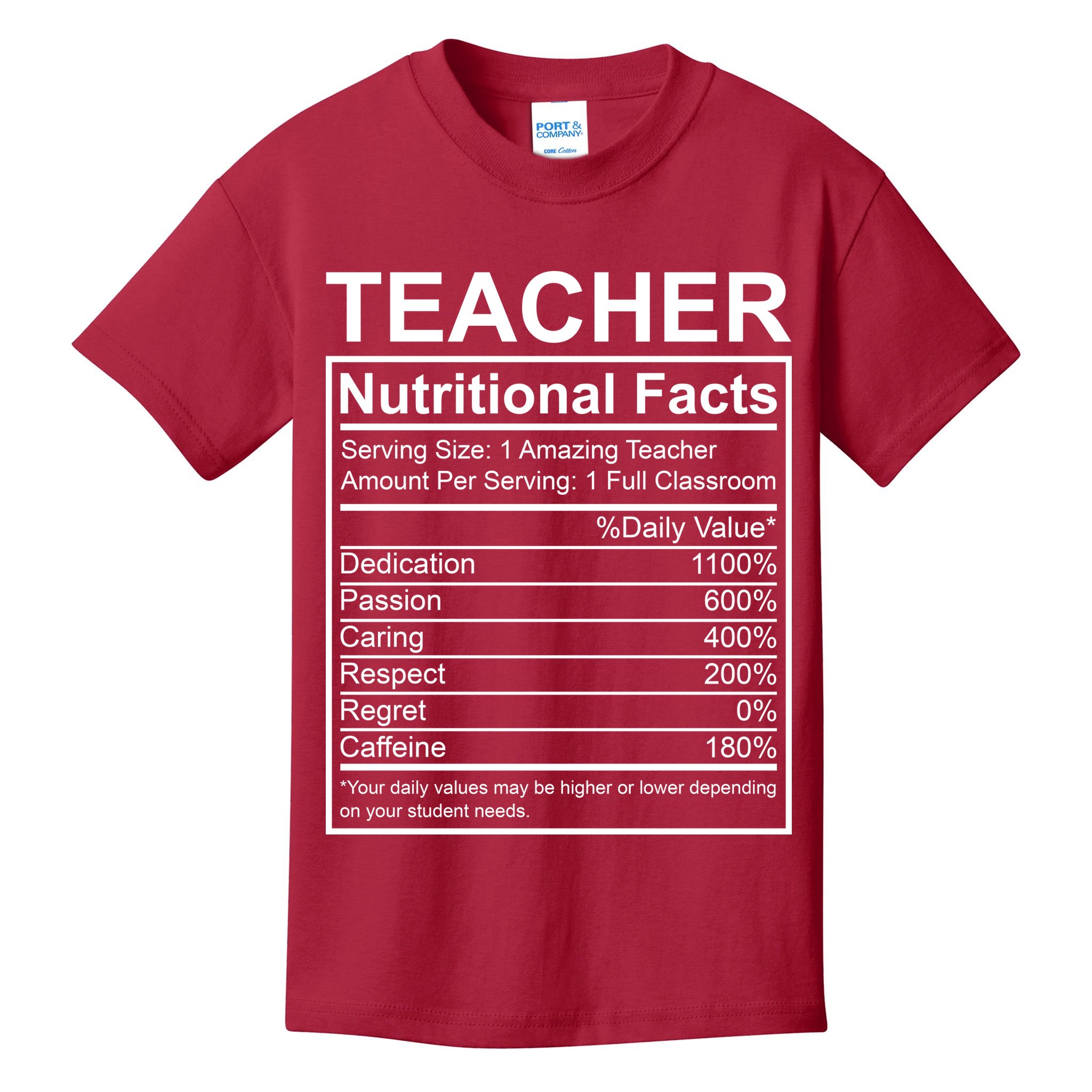 Teacher Nutritional Facts Kids T-Shirt