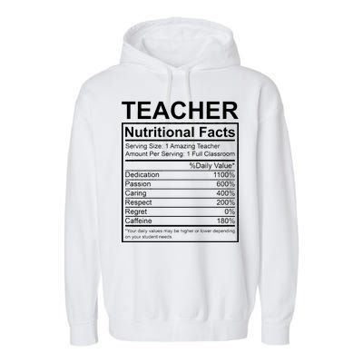 Teacher Nutritional Facts Garment-Dyed Fleece Hoodie