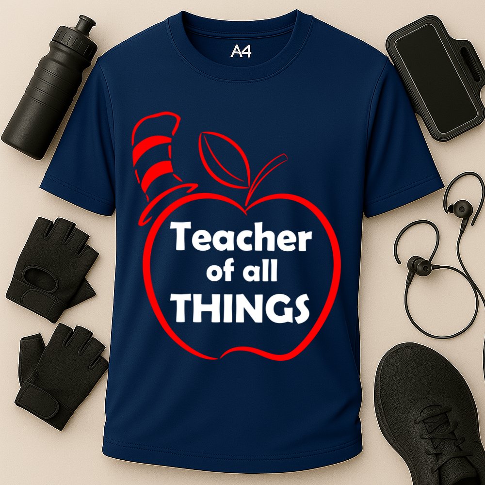 Teacher of All Things Apple Logo Cooling Performance Crew T-Shirt