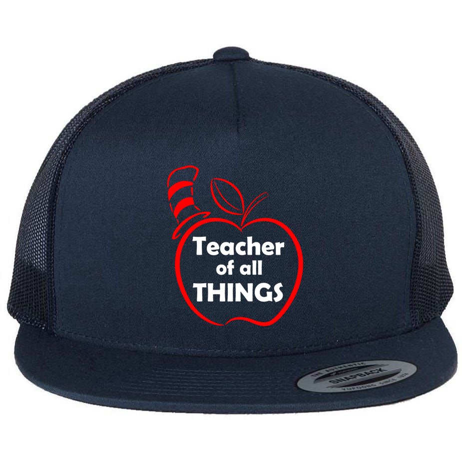 Teacher of All Things Apple Logo Flat Bill Trucker Hat